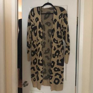 Cheetah print knee length cardigan